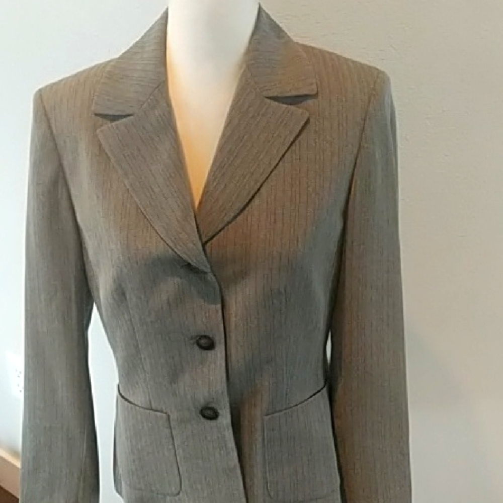 Anne Klein Gray Notched Collar Women's Blazer Size 8